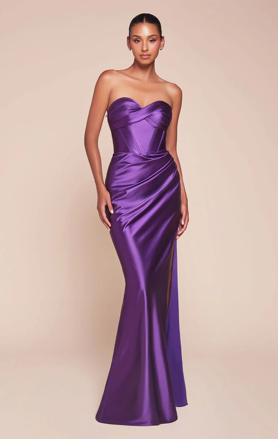 KOLLYN GOWN STRAPLESS LUXE SATIN FITTED GOWN