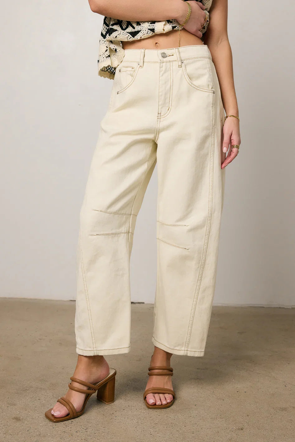 Lisette Barrel Jeans in Cream FINAL SALE