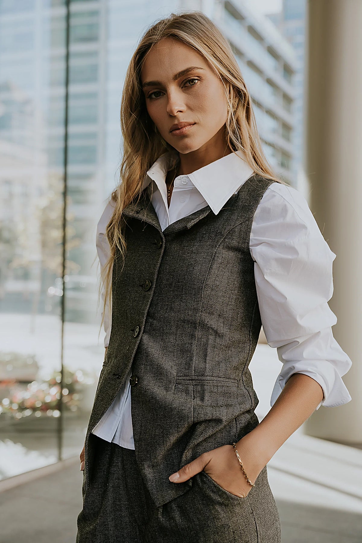 Arden Herringbone Vest
