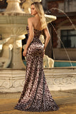 Sweetheart Mermaid Coffee Leopard Corset Long Prom Dress with Slit