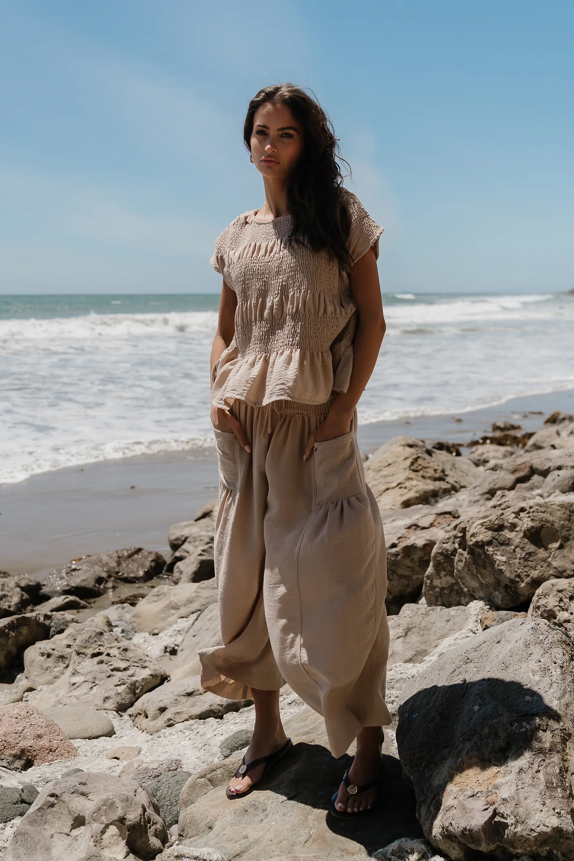 Ashton Wide Leg Pants in Taupe