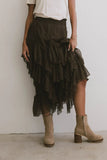 Emerson Ruffled Maxi Skirt in Brown FINAL SALE