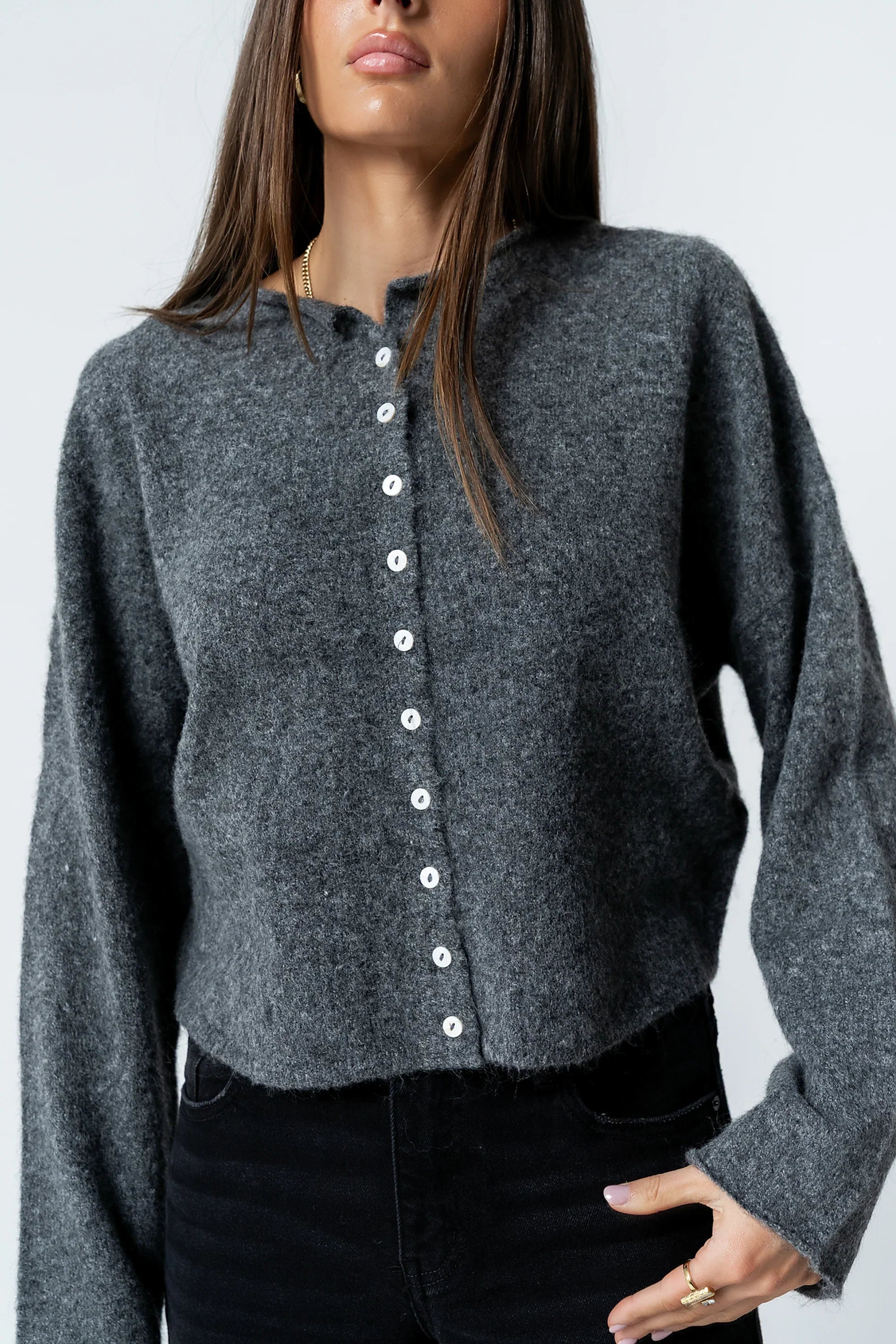 Maci Cardigan in Charcoal FINAL SALE