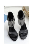 Black Rhinestone Thick High Heels