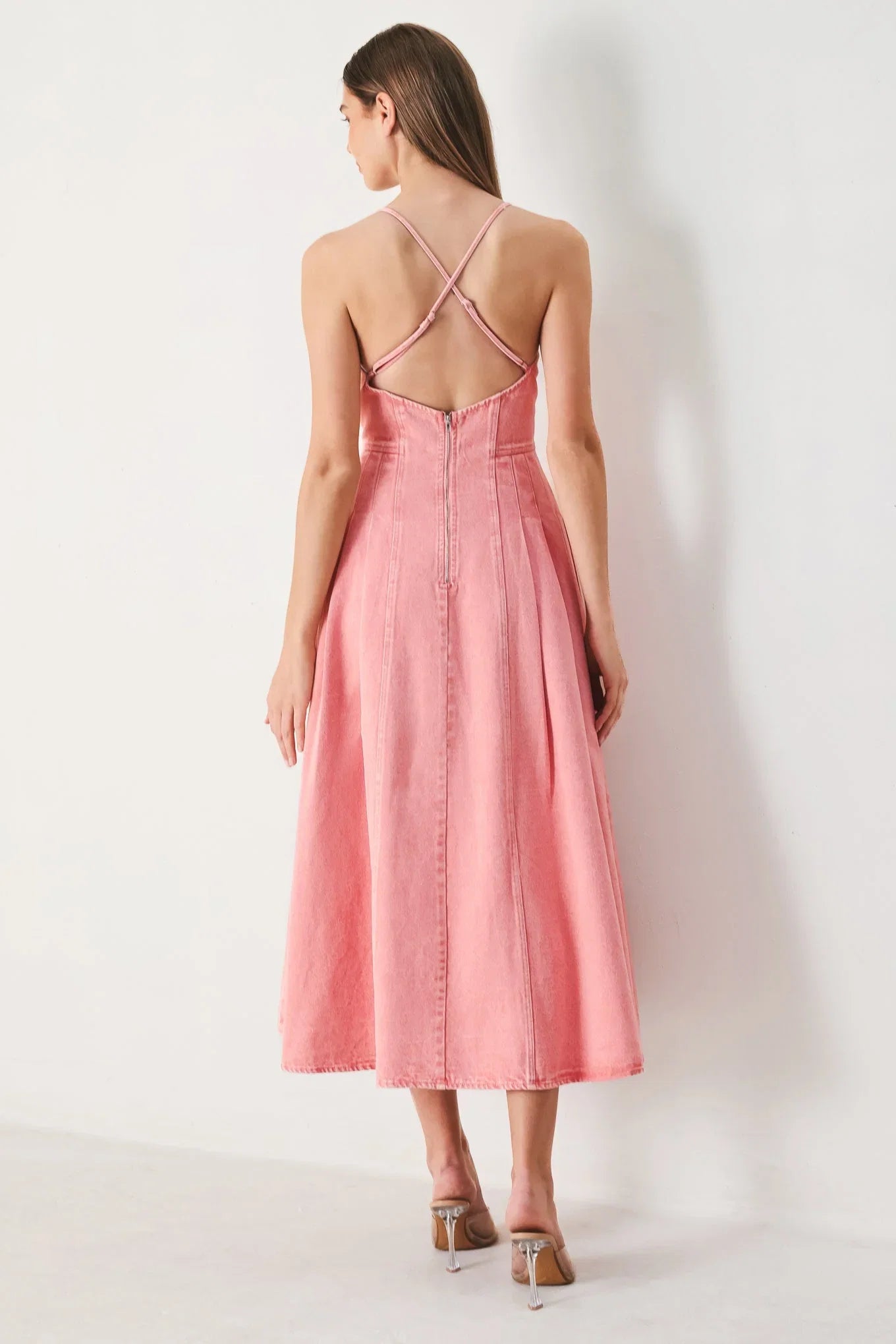 PINK HAZE TWILL MIDI DRESS