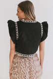 Damaris Embroidered Vest in Black FINAL SALE