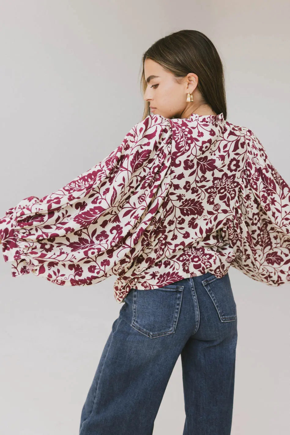 Nona Dolman Sleeve Blouse in Burgundy FINAL SALE