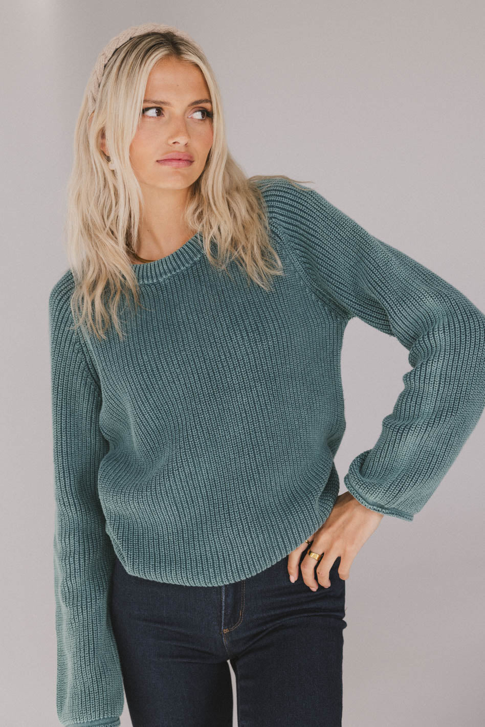 Aveline Knit Sweater in Teal FINAL SALE