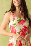 CRIMSON BLOOMS RED FLORAL MAXI DRESS