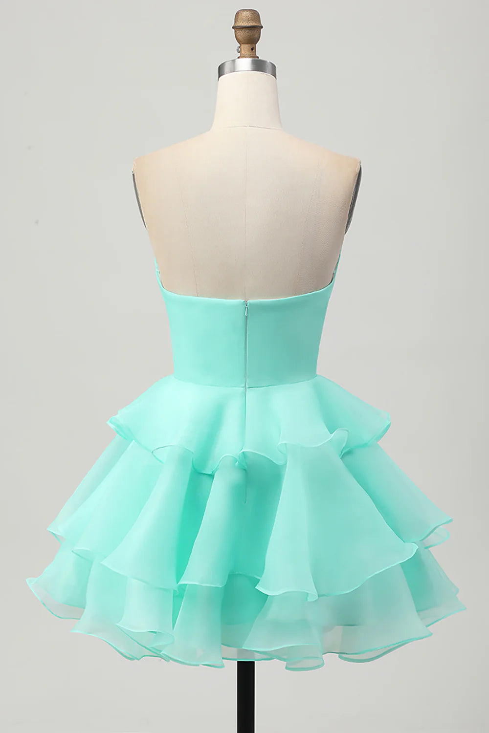 Blush A Line Tiered Strapless Cut Out Short Homecoming Dress with 3D Flower