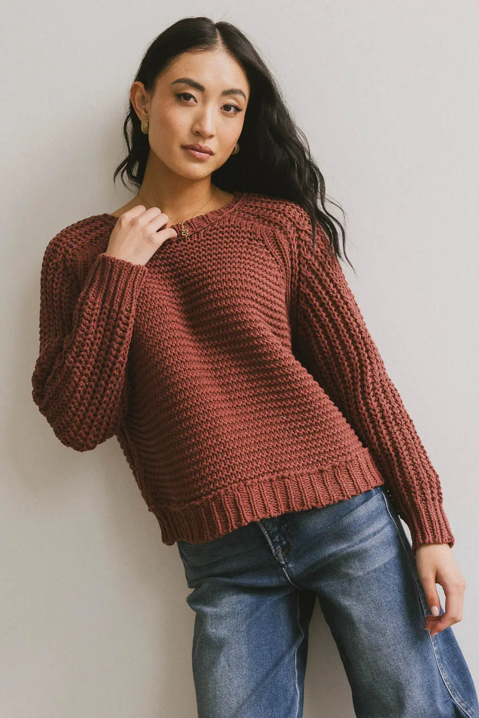 Juniper Textured Sweater in Berry FINAL SALE