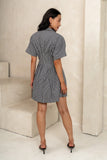 Erica Button Front Mini Dress in Grey FINAL SALE