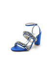 Navy Blue Evening Heels with Sequins and Chain Decor
