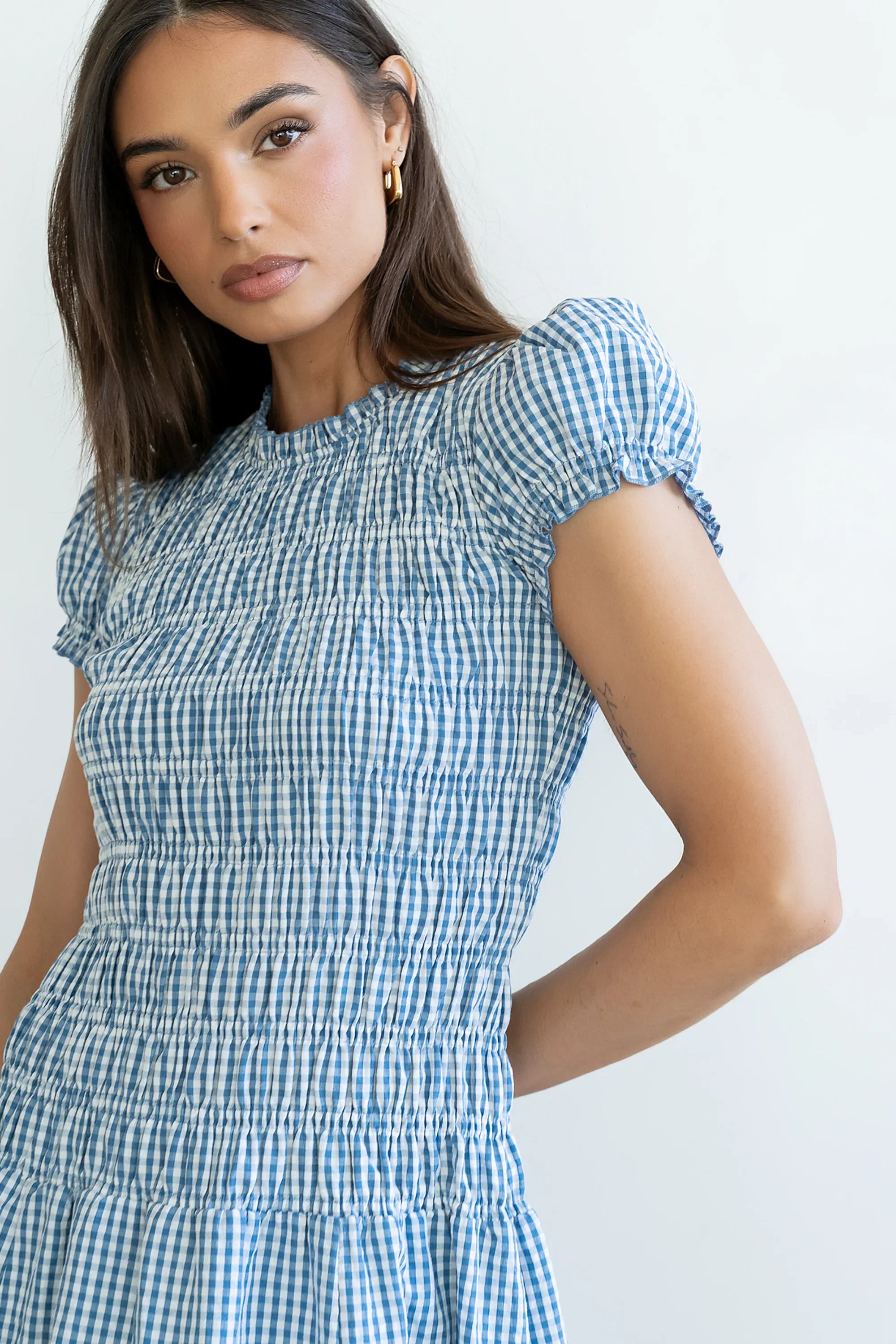 Opal Gingham Maxi Dress in Blue