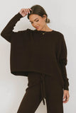 Jesse Waffle Knit Top in Brown FINAL SALE