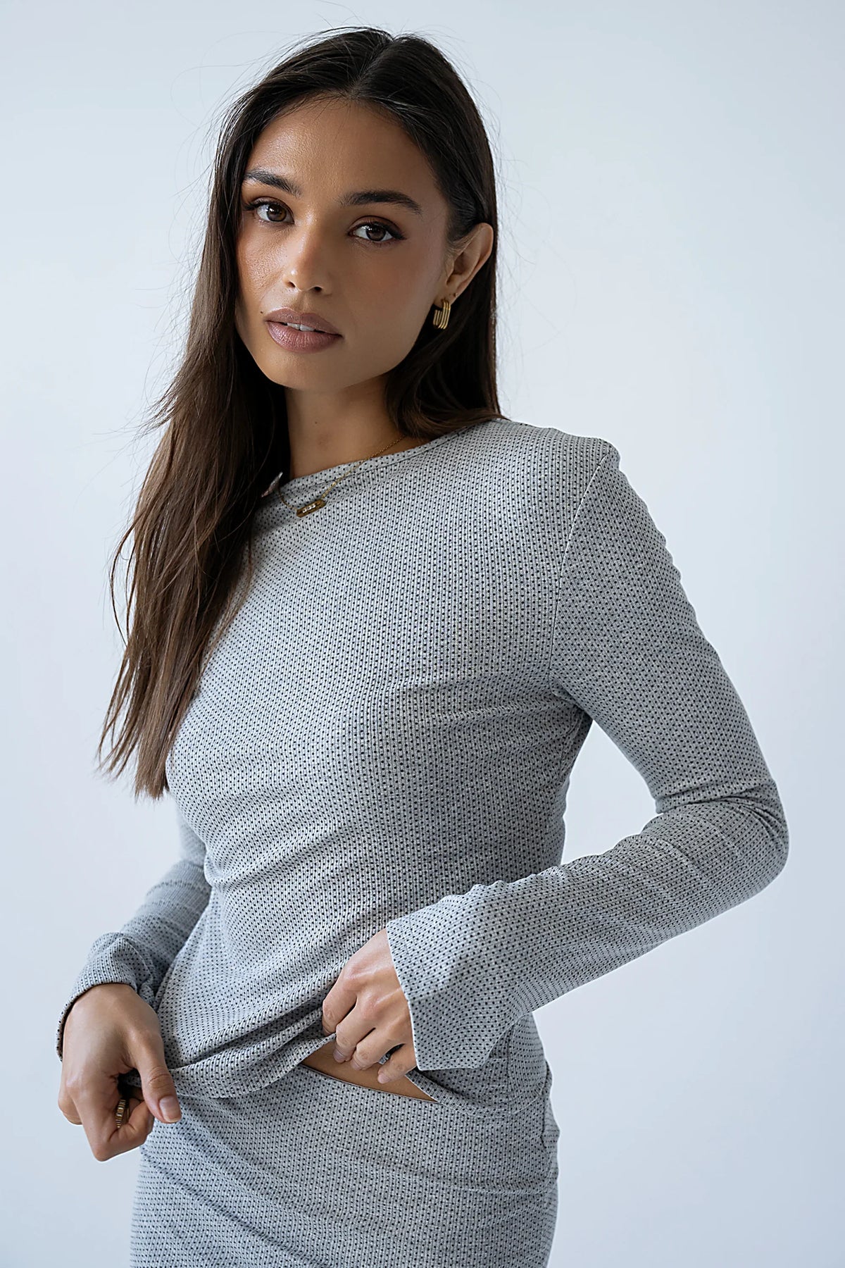 Bonnie Polka Dot Top in Grey