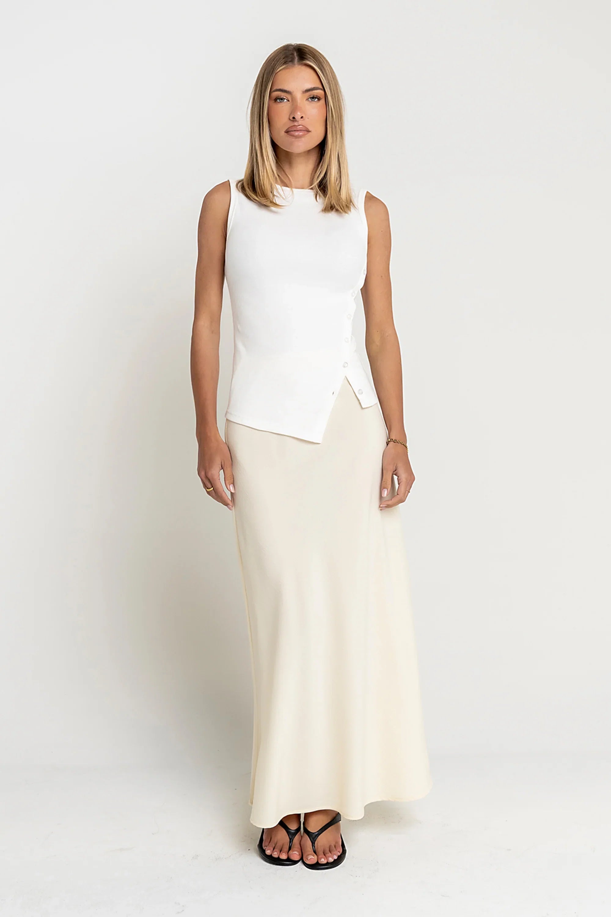 Ashlyn Textured Maxi Skirt in Natural