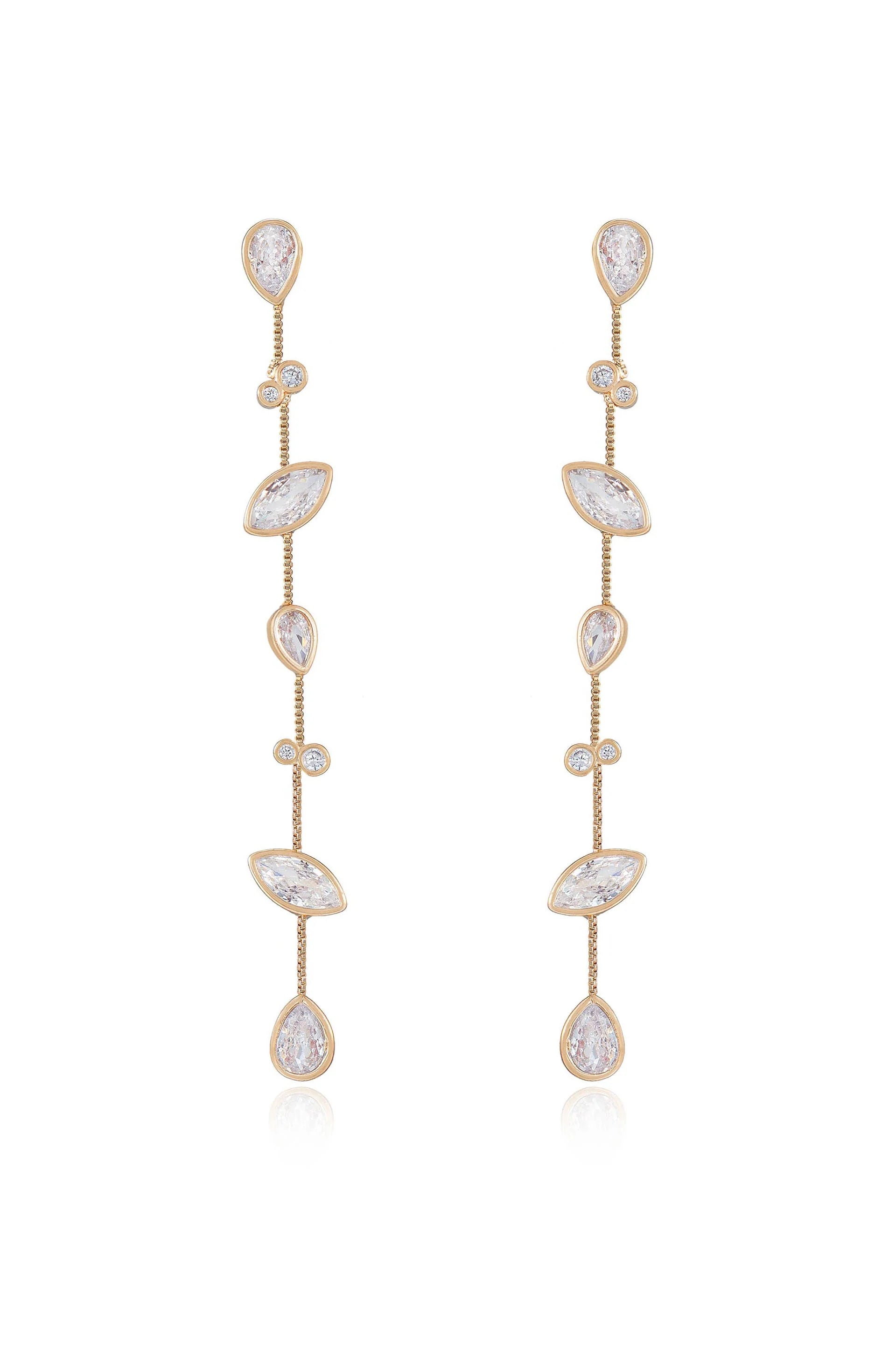 Falling Bezel Crystal Dangle Earrings