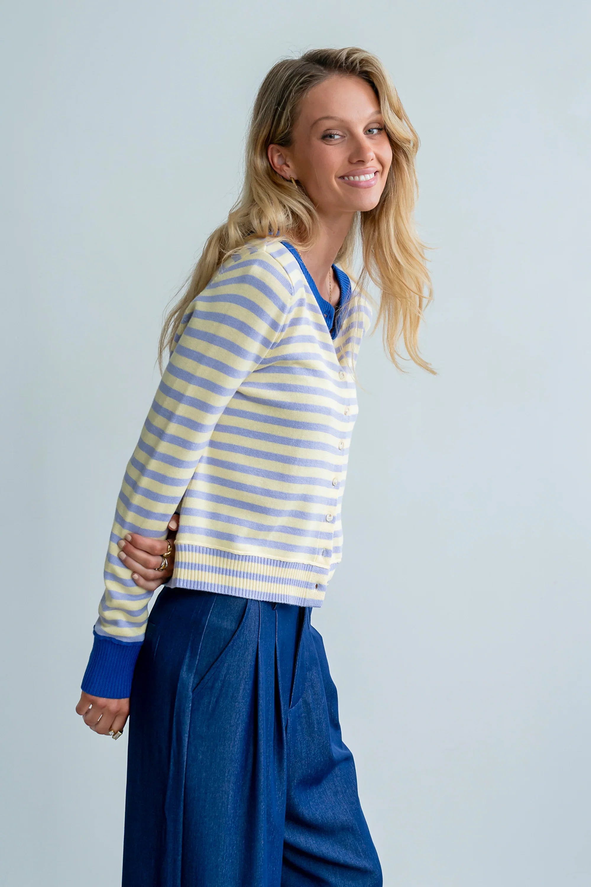 Kailey Striped Cardigan in Yellow