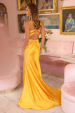 47035 Ava Presley Fitted Long Satin Corset Dress