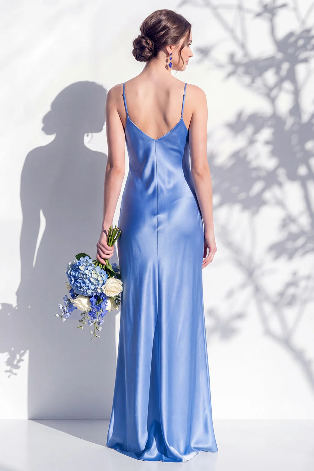 Satin Spaghetti Straps Sheath Sage Bridesmaid Dress