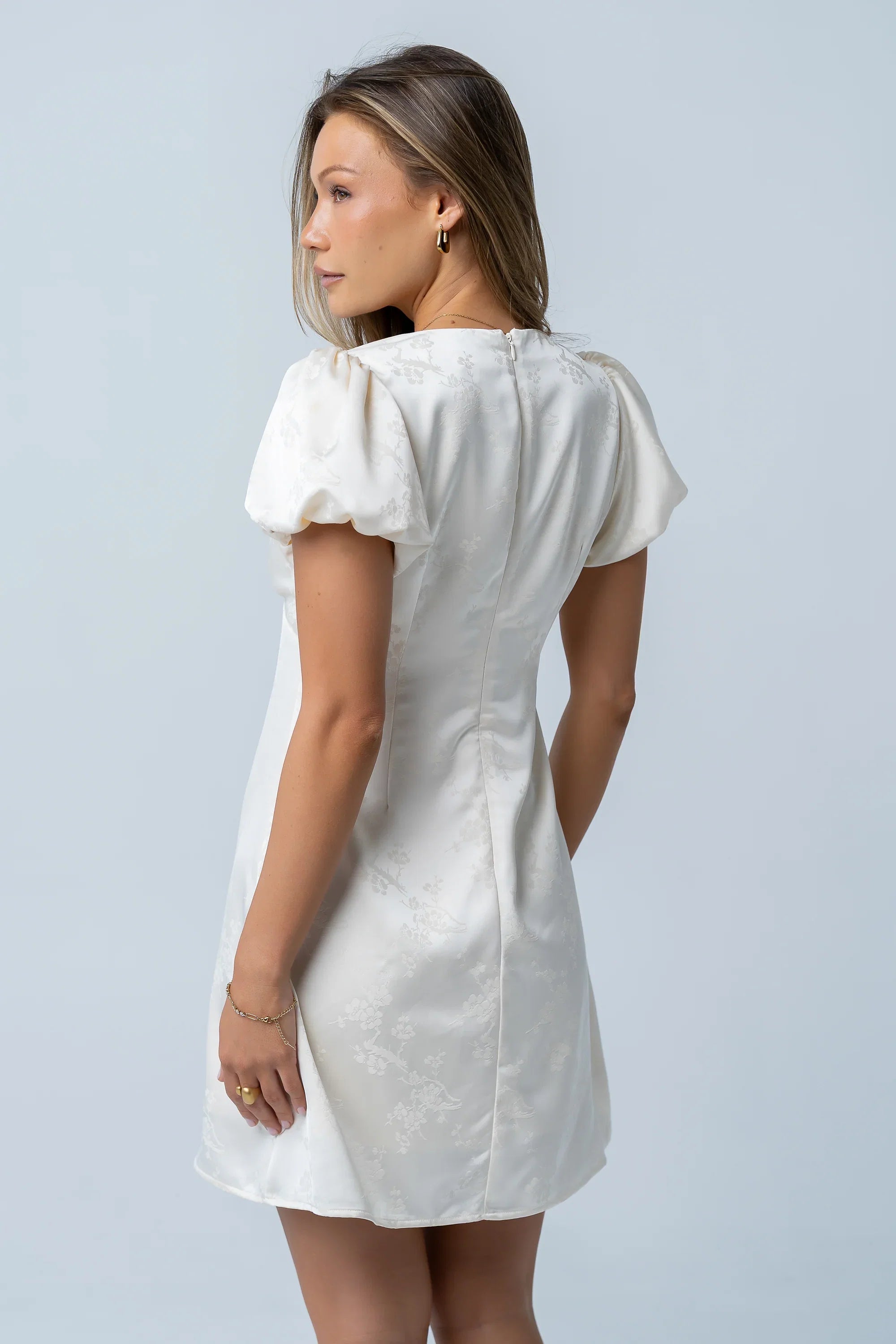 Brenna Floral Mini Dress in Cream