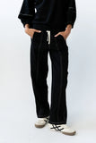 Malinda Mixed Media Baggy Pants in Black FINAL SALE