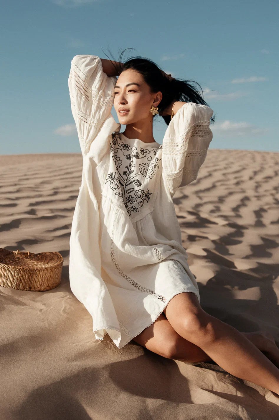 Serendipity Embroidered Midi Dress in Cream FINAL SALE