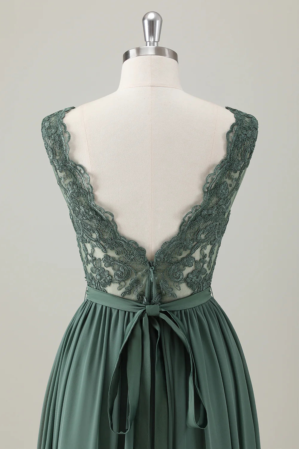Eucalyptus A Line Floor Length Bridesmaid Dress with Appliques