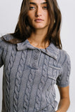 Halle Cable Knit Top in Blue