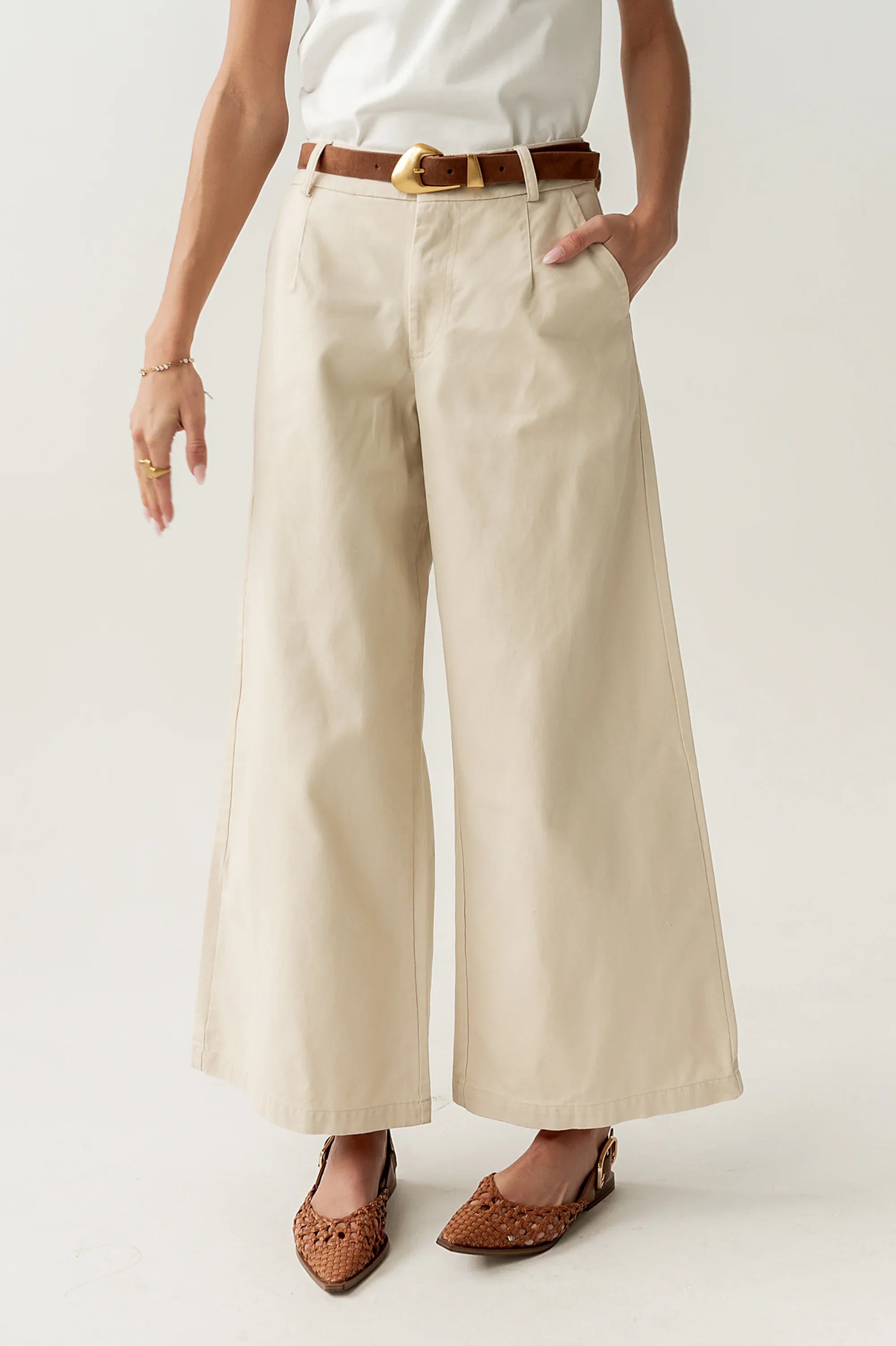 Jannah Wide Leg Pants in Ecru