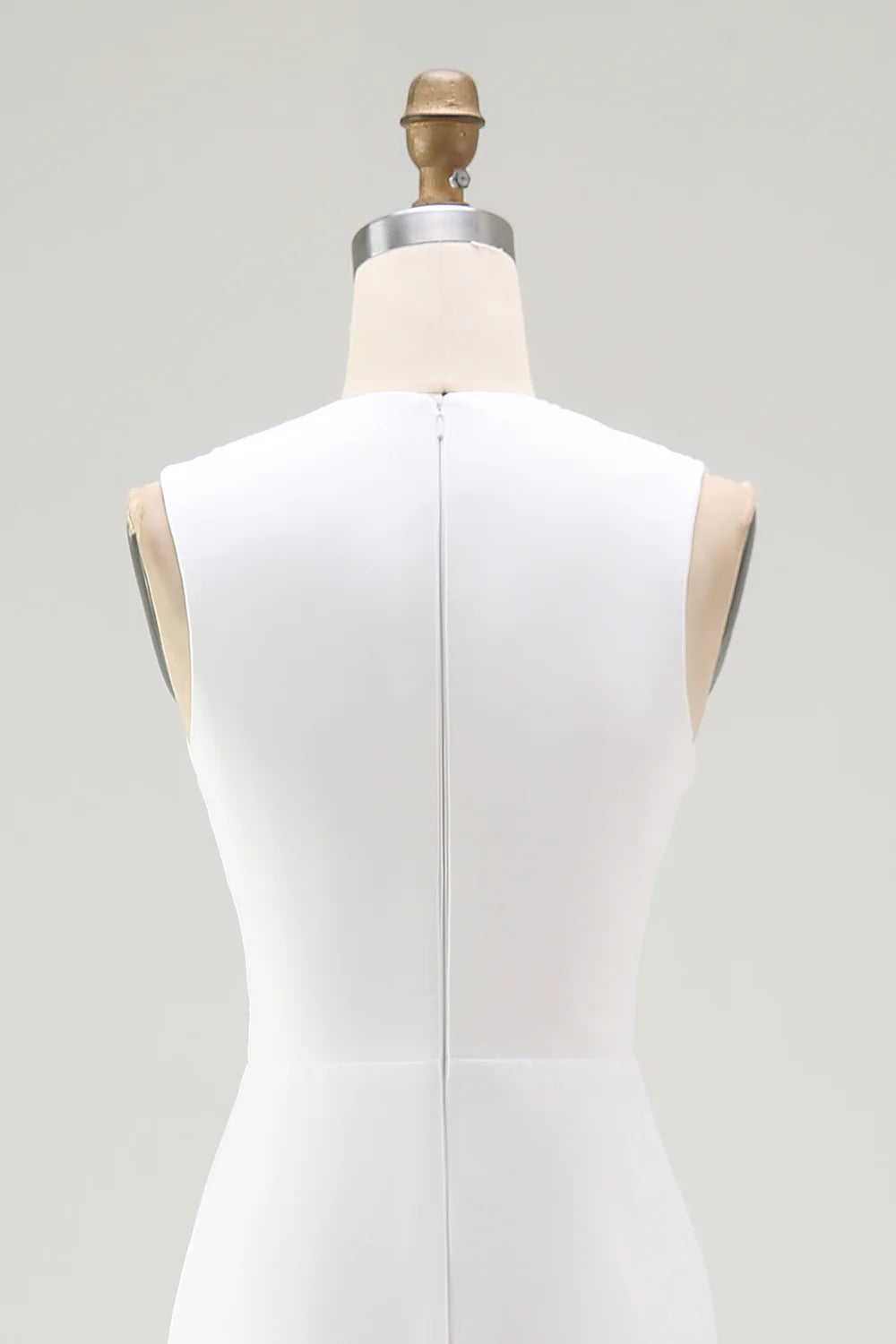White A Line V Neck Ruched Engagement Dress