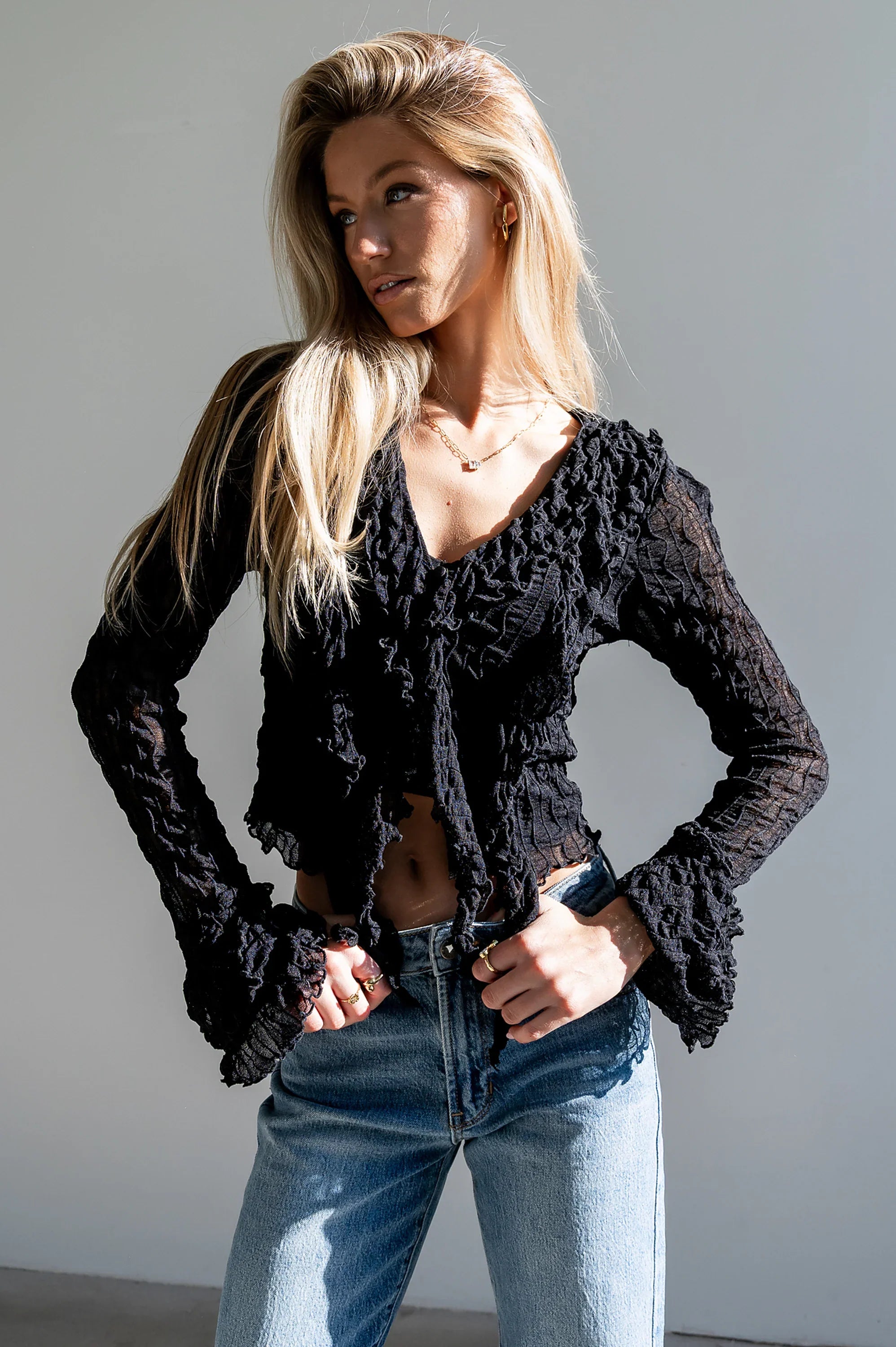 Joy Ruffle Top in Black FINAL SALE
