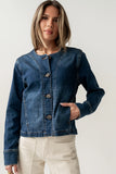 Cozette Barrel Jacket in Dark Wash