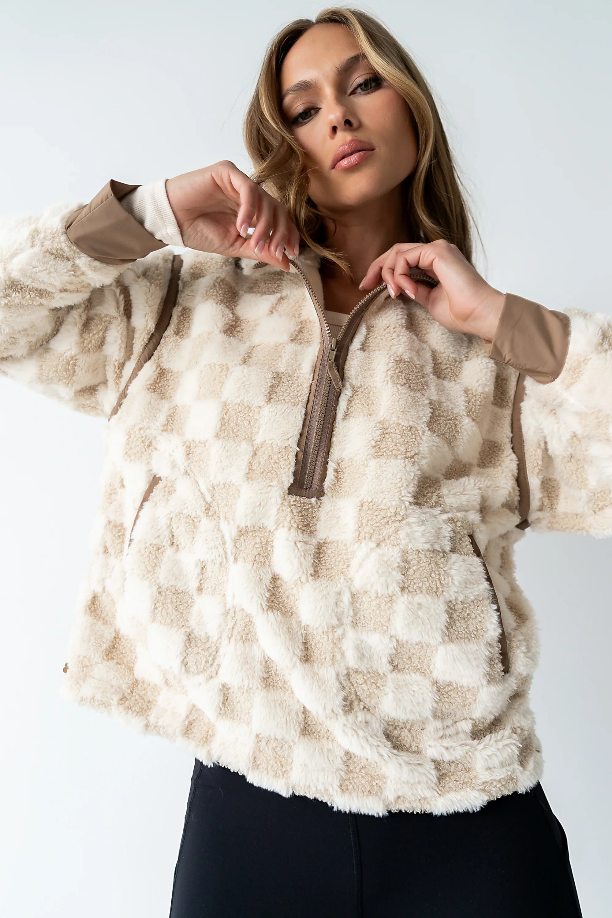 Sheri Checkered Half Zip FINAL SALE