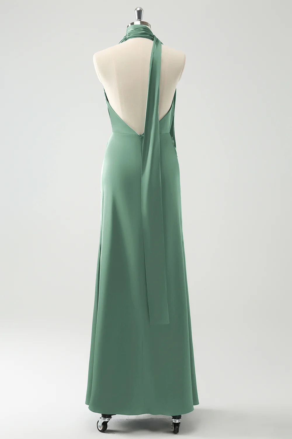 Burgundy Sheath Convertible Deep V Neck Ruched Long Bridesmaid Dress with Open Back