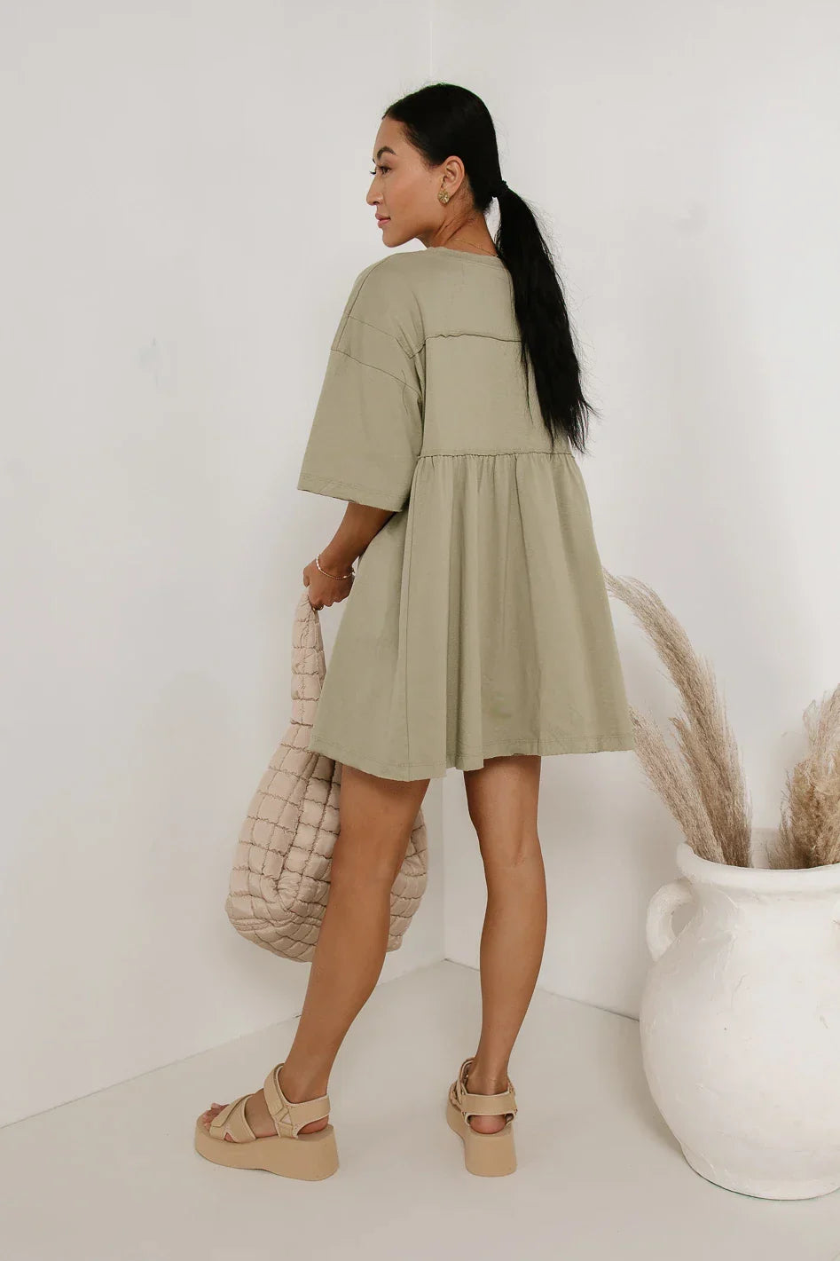 Lennox Mini Dress in Olive FINAL SALE