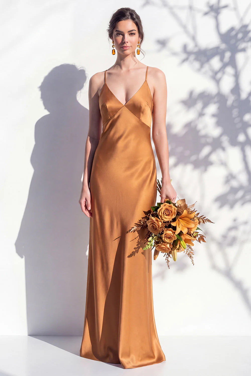 Satin Spaghetti Straps Sheath Sage Bridesmaid Dress