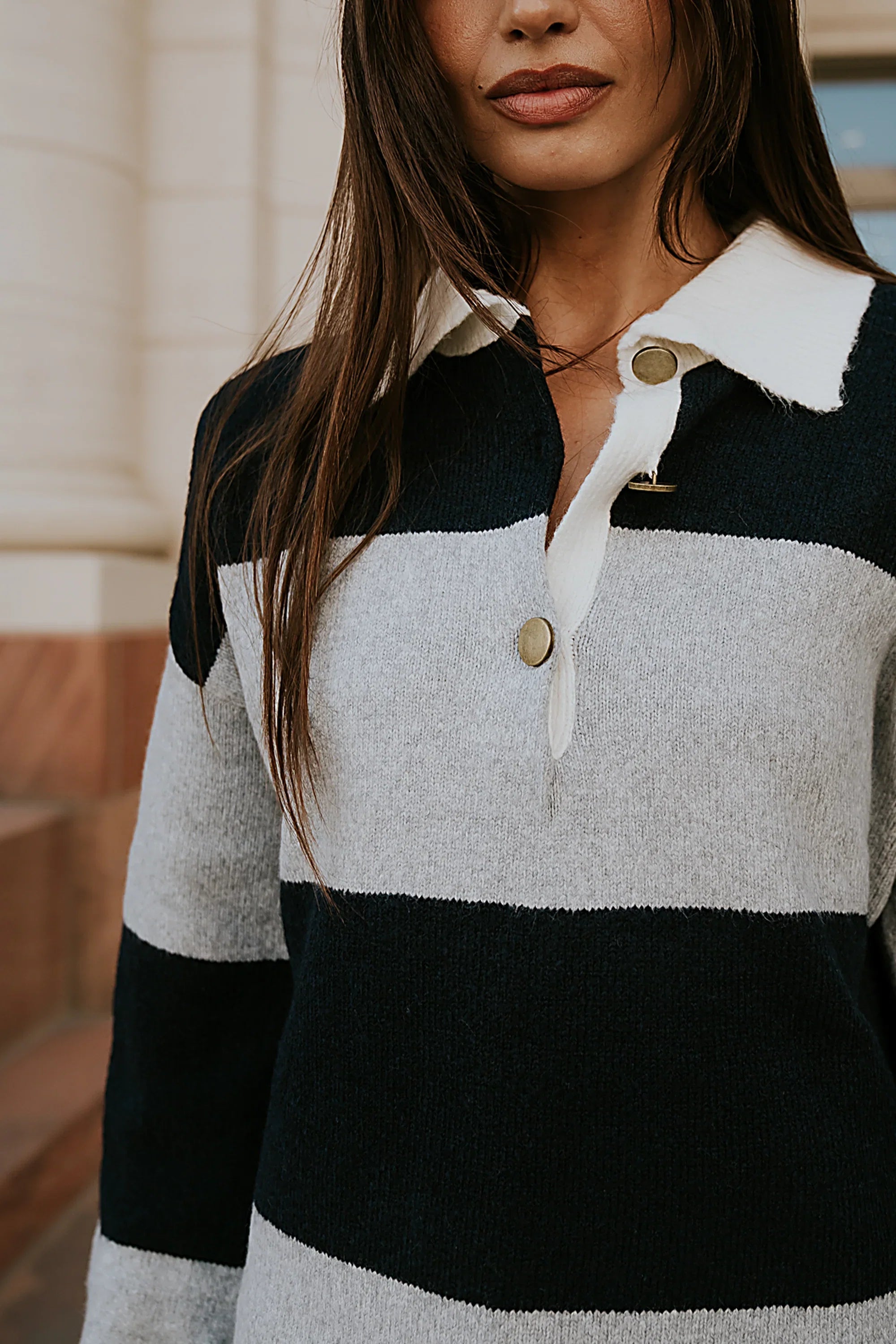 Kenzie Striped Sweater in Navy