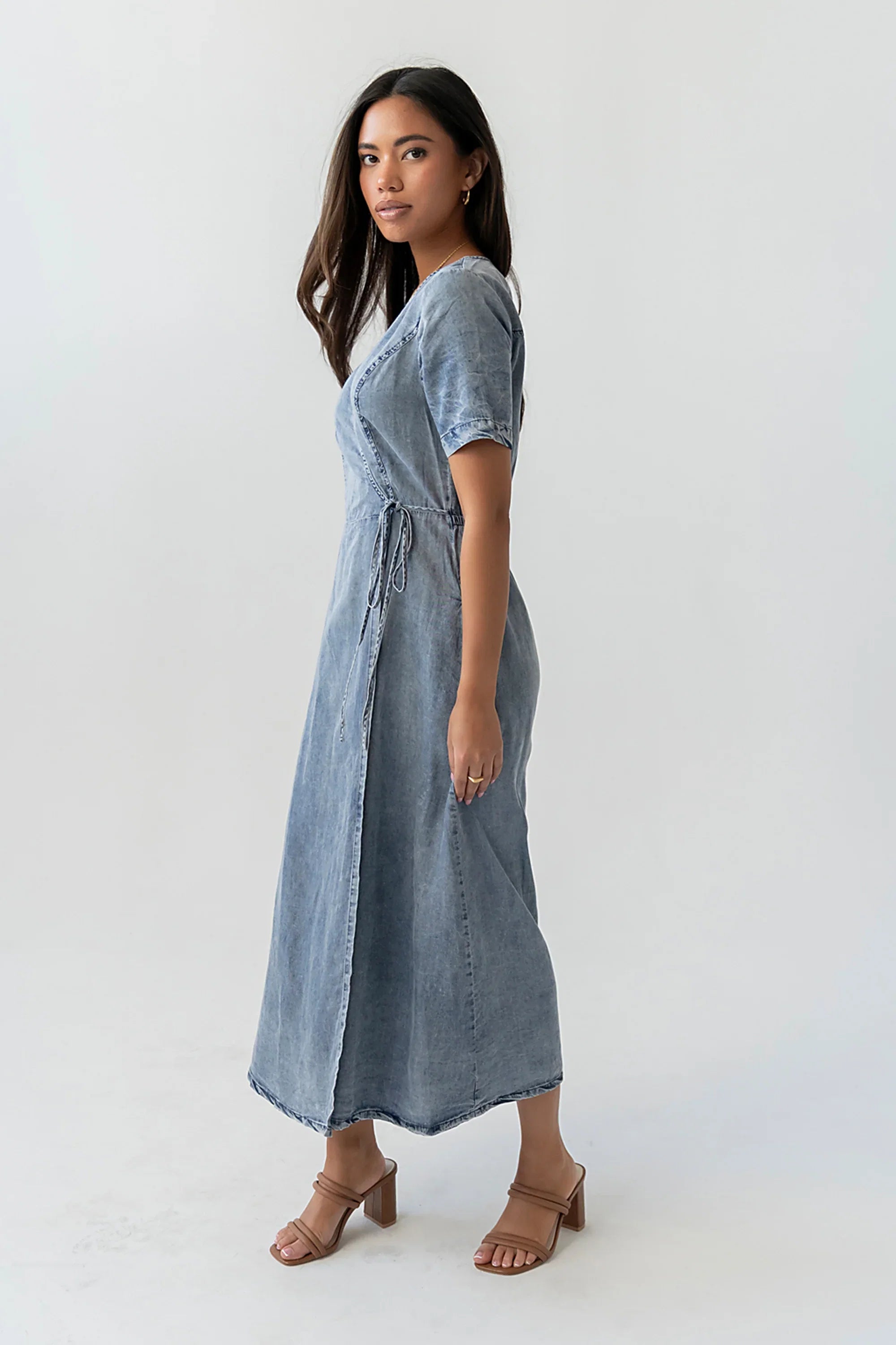 Tatum Denim Wrap Midi Dress