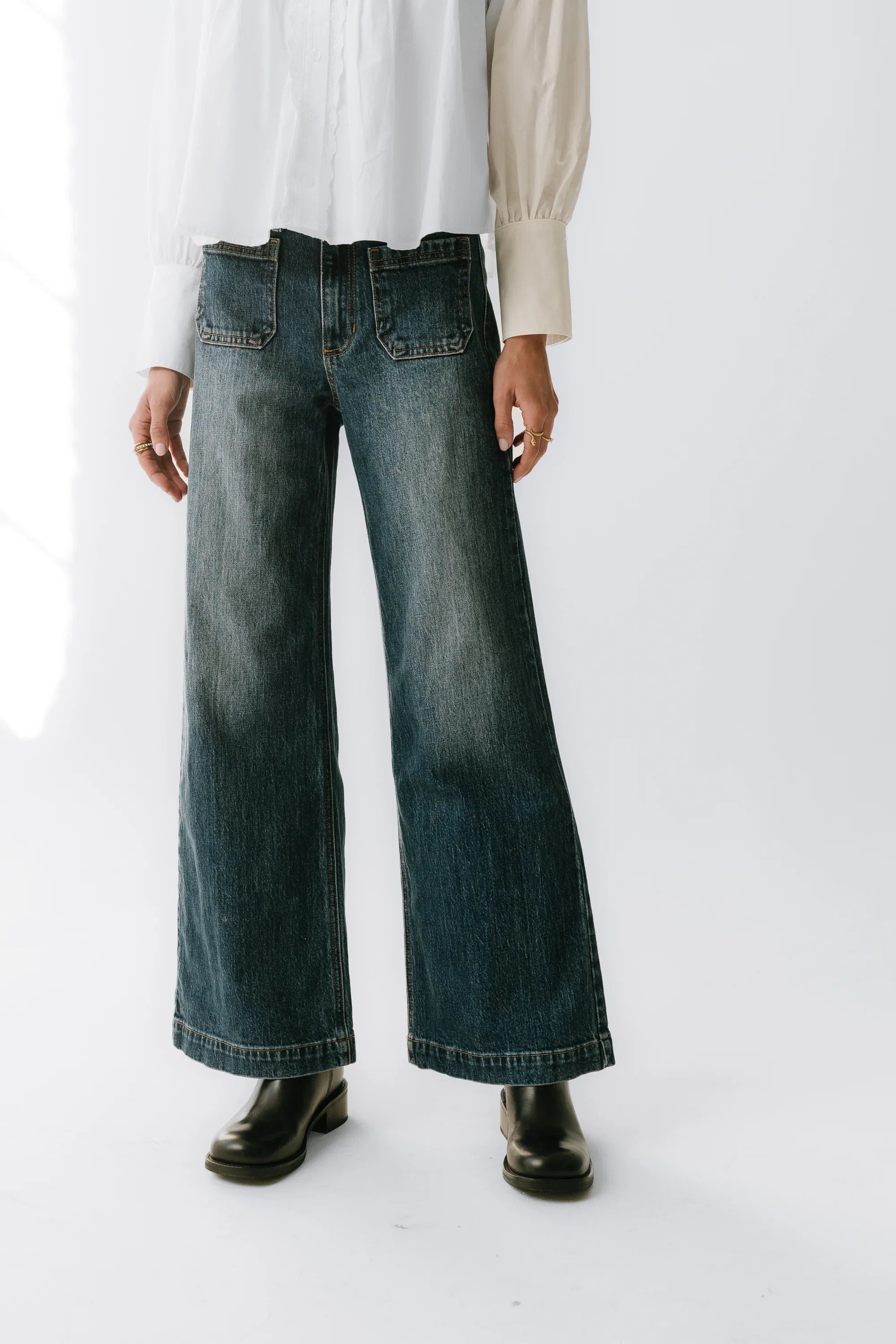 Alexia Wide Leg Jeans in Dark Wash