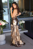 47101 Ava Presley Metallic Mermaid Ruffle Dress