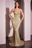 Maddox Gown Gold STRAPLESS GLITTER EMBELLISHED GOWN