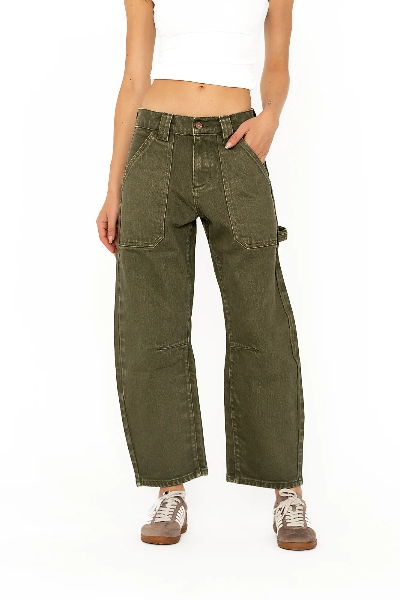 Scottie Barrel Jeans in Olive FINAL SALE
