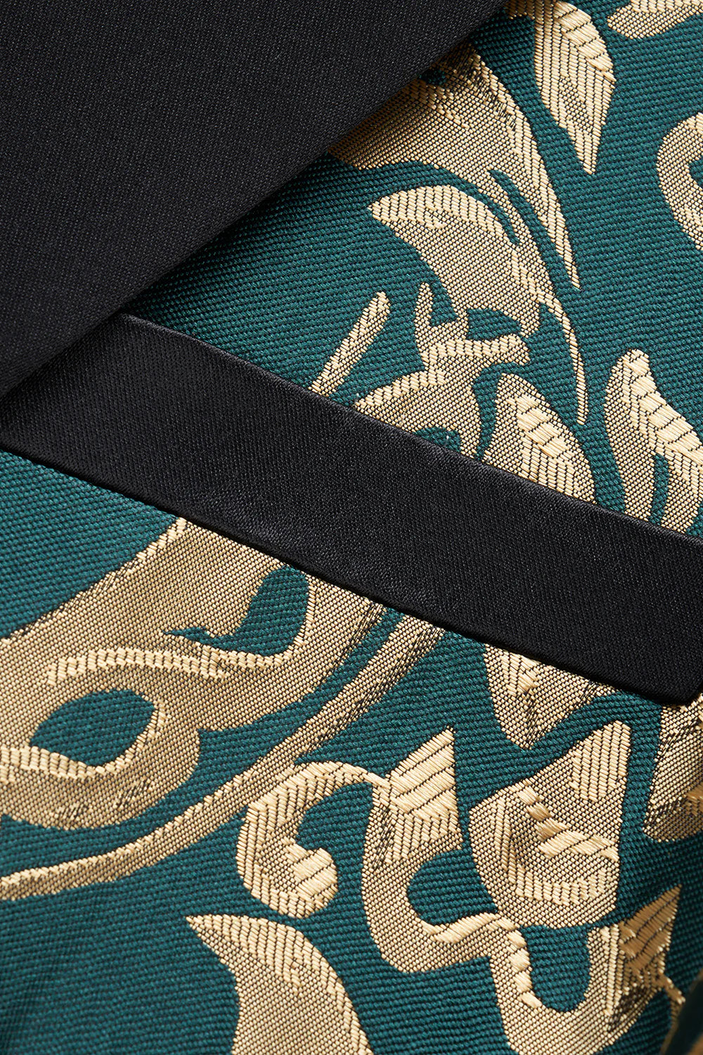 Mens Dark Green Shawl Lapel One Button Jacquard Prom Blazer