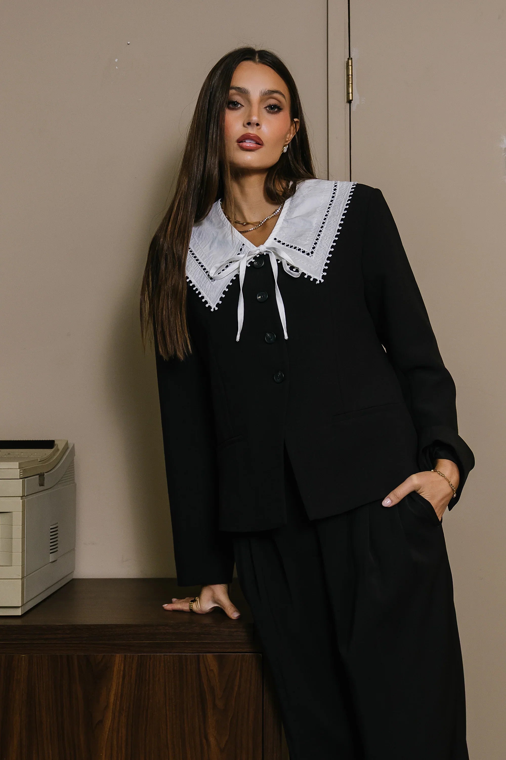 Kalani Collared Blazer in Black