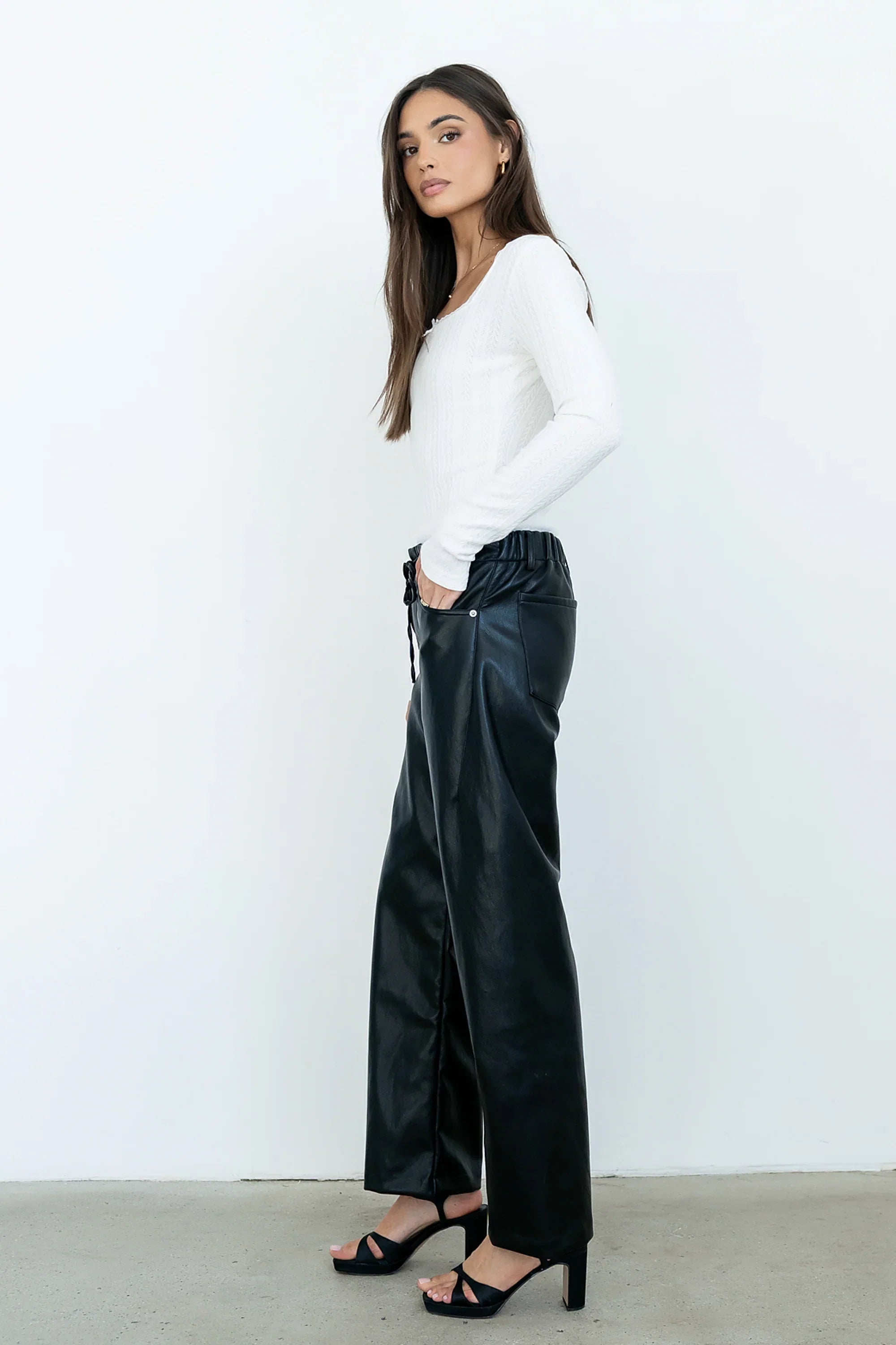 Priya Vegan Leather Wide Leg Pants FINAL SALE