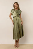 Rosalind Midi Dress in Moss FINAL SALE