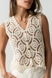 Vicky Crochet Vest in Tan