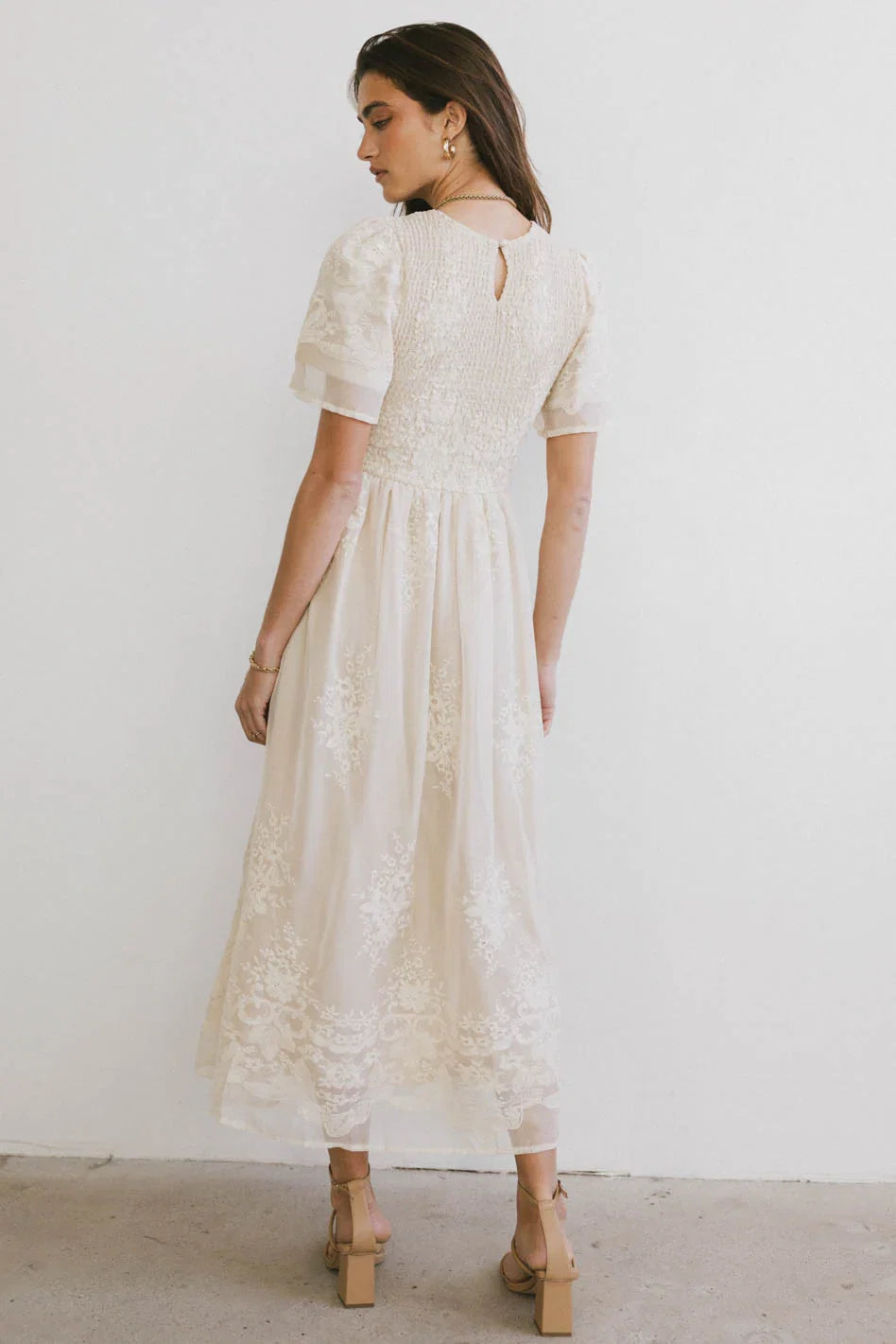 Alora Embroidered Dress in Champagne FINAL SALE